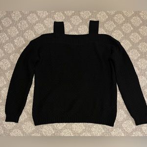 Black Knit Sweater Cold Shoulder Off the Shoulder
